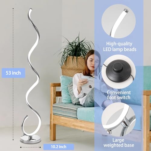 LED Modern Floor Lamp for Living Room (Silver)