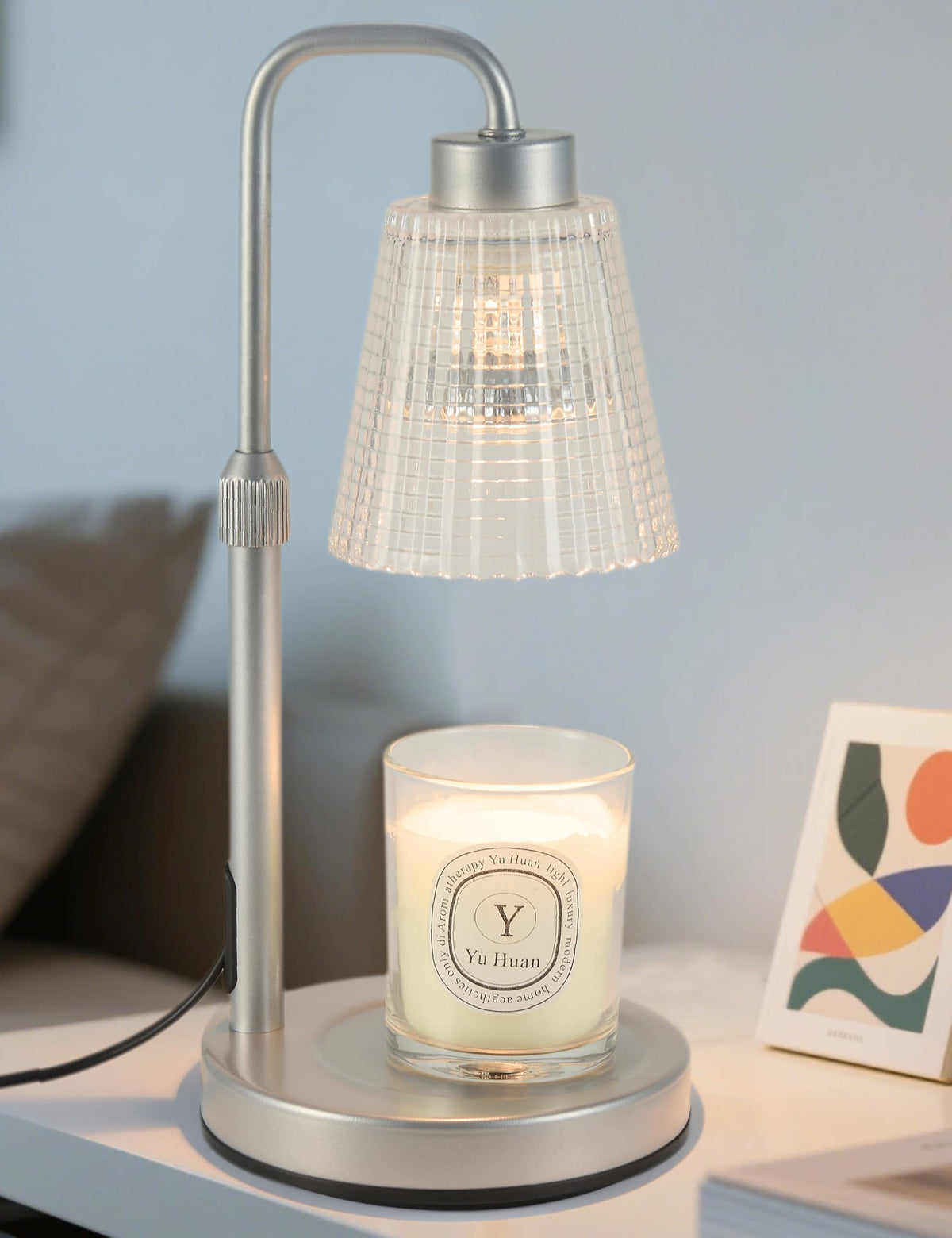 Silver Candle Warmer Lamp with 24h Cycle Timer (Silver)