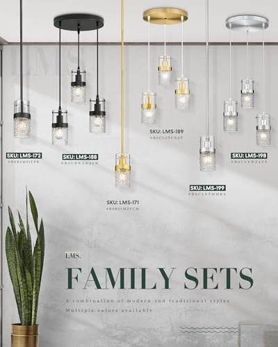 Black 3 Light Pendant Fixtures (Black -Hammered Glass / 3.5" Hammered Glass, 3-Light)