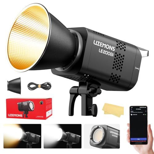 Litemons LE200Bi 220W Bi Color COB LED Video Light Bowens Mount (BLACK)