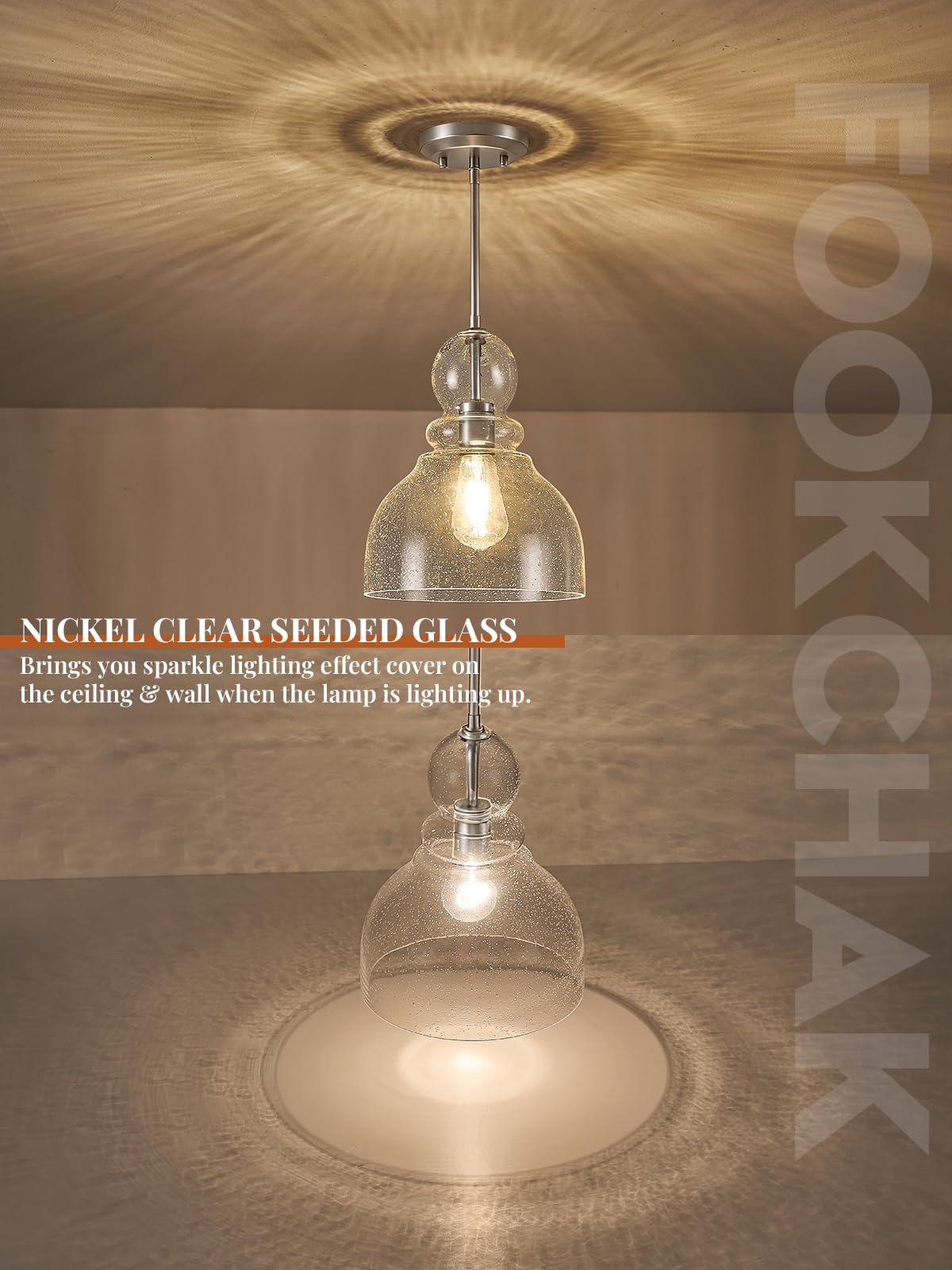 Brushed Nickel Seeded Glass Pendant Light Modern Kitchen light fixture (Nickel Seeded)