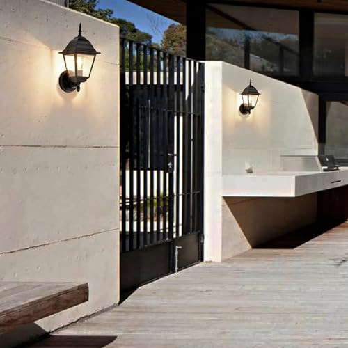 Outdoor Wall Sconce 2 Pack Black Outside Front Porch Light (Black / Standard Version)