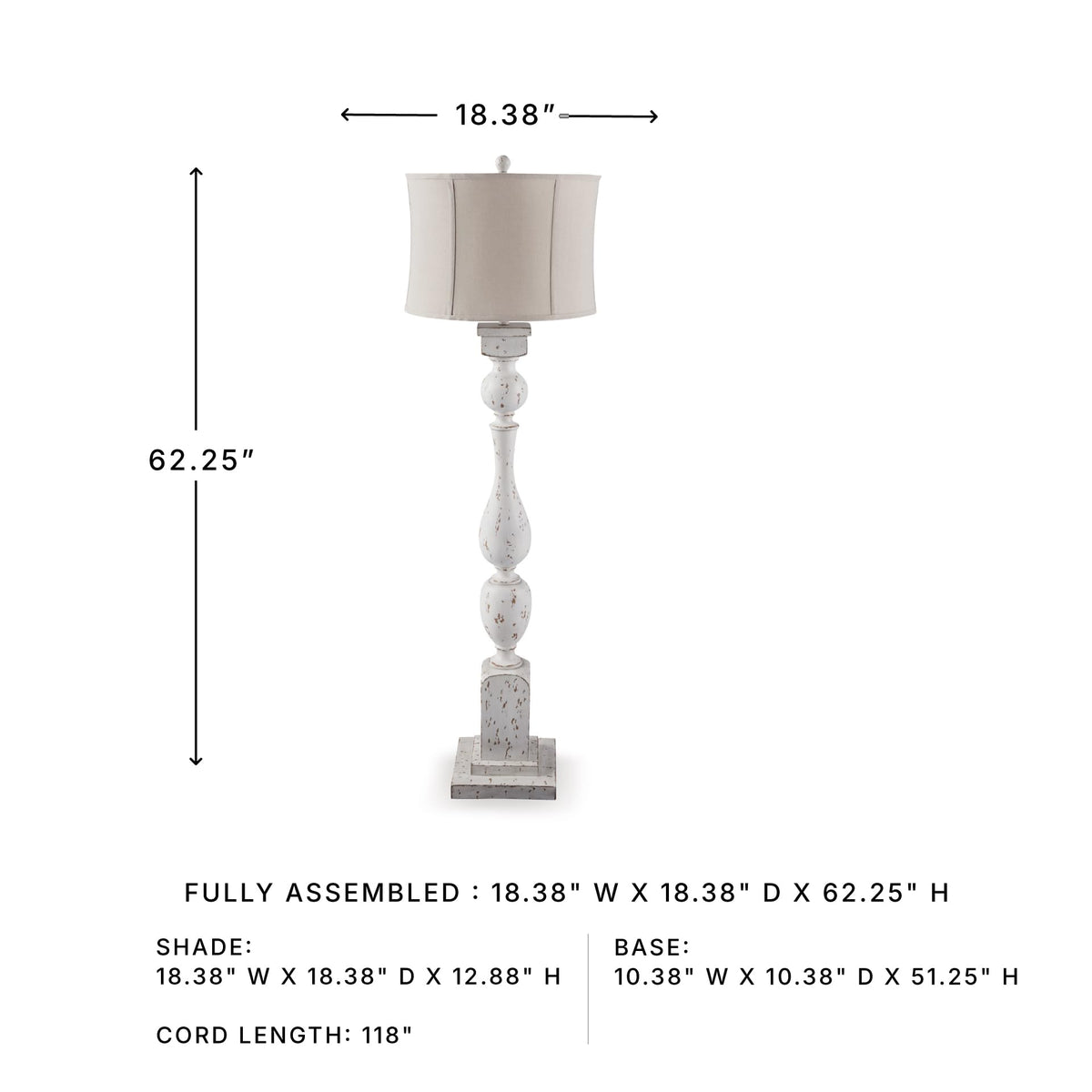 Madsbrook Vintage Polyresin Floor Lamp with 3 (Antique White / Floor Lamp)