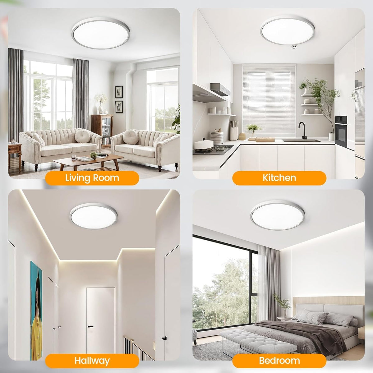 6 Pack 10 Inch Flush Mount LED Ceiling Light Fixture (White / 10 inch-6pack)
