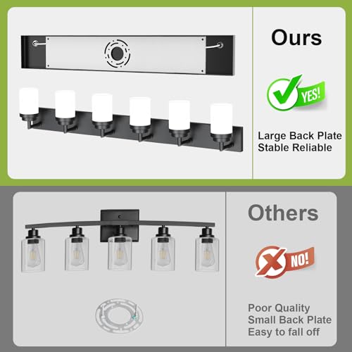 Bathroom Light Fixtures (Black-White Shade / 6-Light)