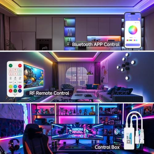 WS2814 Smart IC RGB+Warm White 3000K COB LED Strip Light Kit (16.4FT(Kit)-Compatible with Bluetooth app)