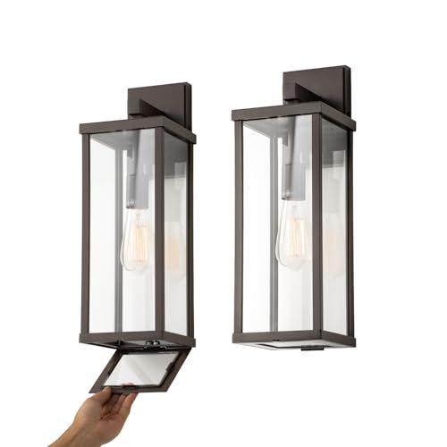 Classic Outdoor Wall Sconce 1 Light in Matte Black Rectangular Metal Frame and Clear Glass Shade Waterproof Porch Light Patio Light