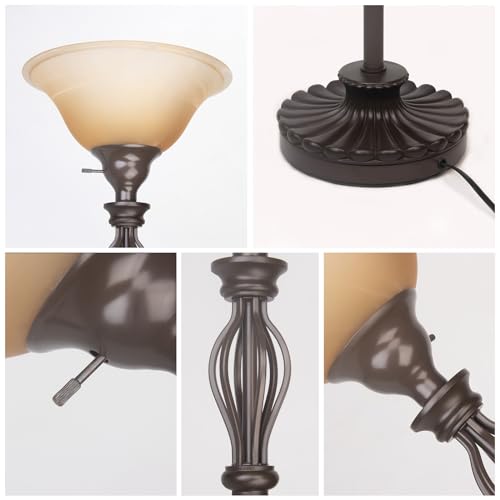 Torchiere Floor Lamps for Living Room (Dark Brown)