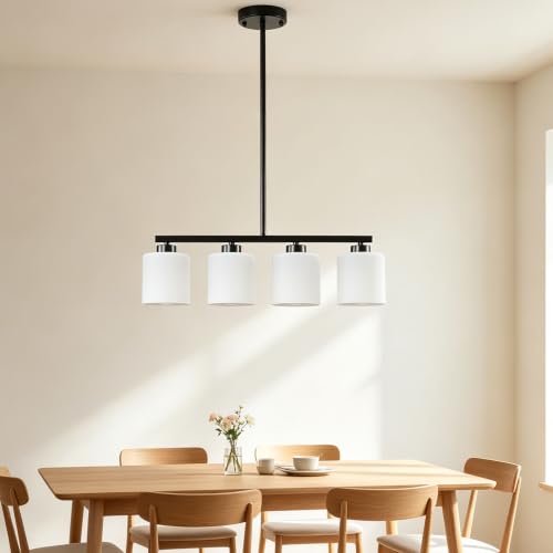 4 Light Black Kitchen Island Lighting (Black & Milky White Glass / 4 Light)