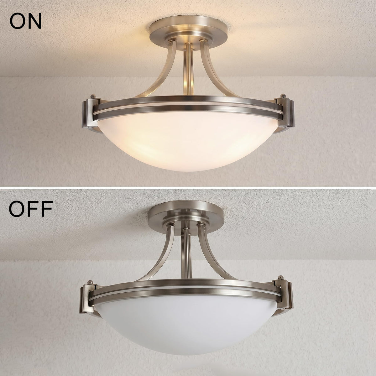 16 inch Brushed Nickel Semi Flush Mount Ceiling Light Fixture (16in Brushed Nickel)