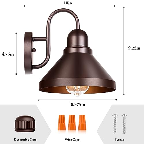 Gooseneck Porch Lights Outdoor (Brown / 9.25IN)