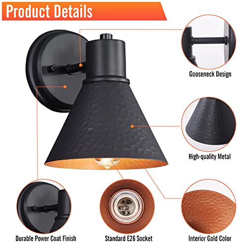 2 Pack Outdoor Wall Sconces (Black)