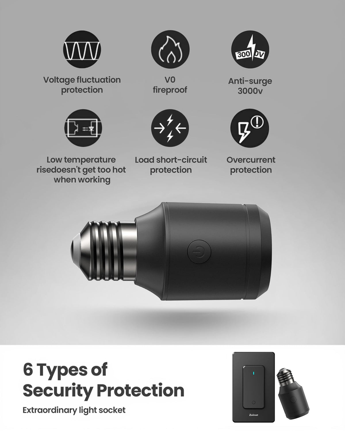 500W Remote Control Light Socket (Black)