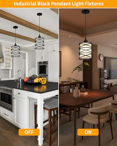 Black Modern Pendant Light for Kitchen Island Over Sink (Black Frosted Glass / 1 Light)