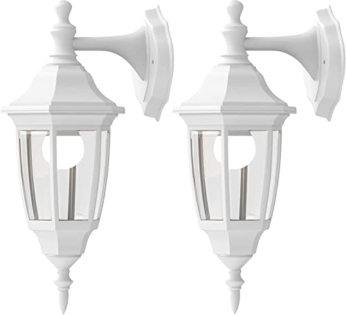 Plastic Outdoor Wall Light Fixtures (White / No Sensor-Plastic)