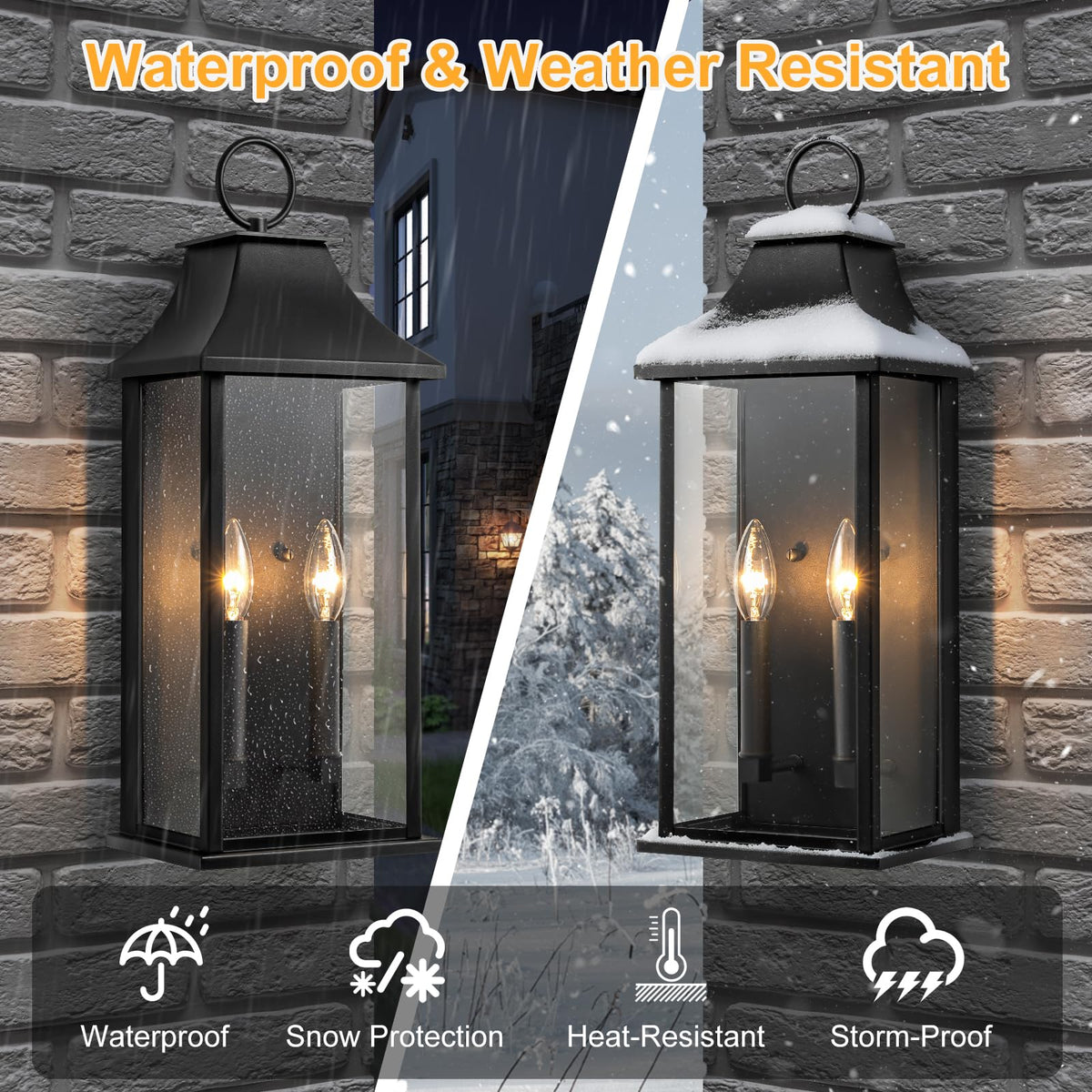 Outdoor Wall Lights (Black / 20.6 inch)