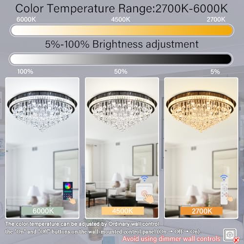 Dia 40" Modern Crystal Chandeliers for Living Room (Black / Dia 40")