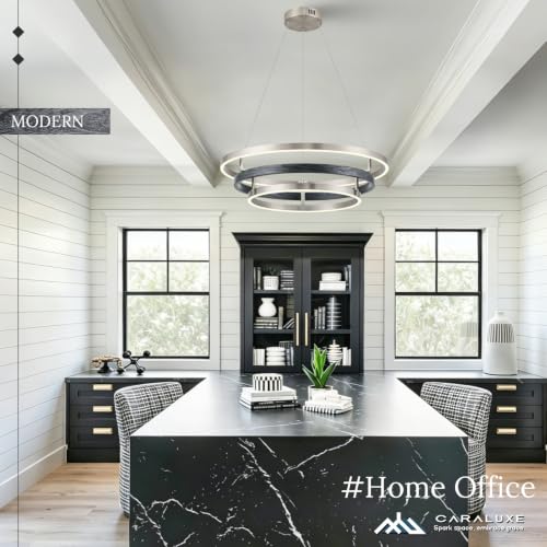 3 Ring LED Chandelier Modern Chandeliers Black Brushed Nickel Dimmable 24'' (Black Nickel / 24 inch)