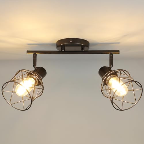 Industrial Track Lighting Fixtures Ceiling (Black / 2-Light-Cage)
