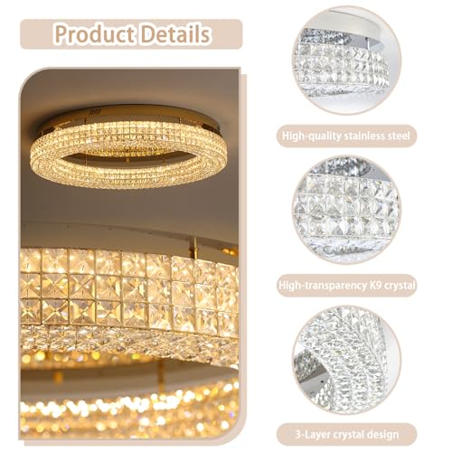 16" Crystal Chandeliers (Silver / Dia 16inch)