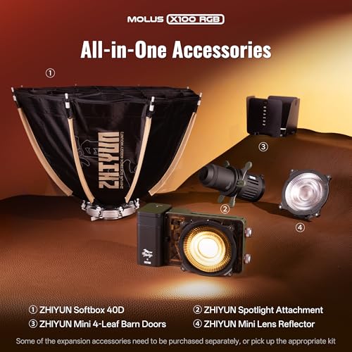 MOLUS X100 RGB PRO 100W Portable Professional Video Light [Official] (X100 RGB PRO(Collab))