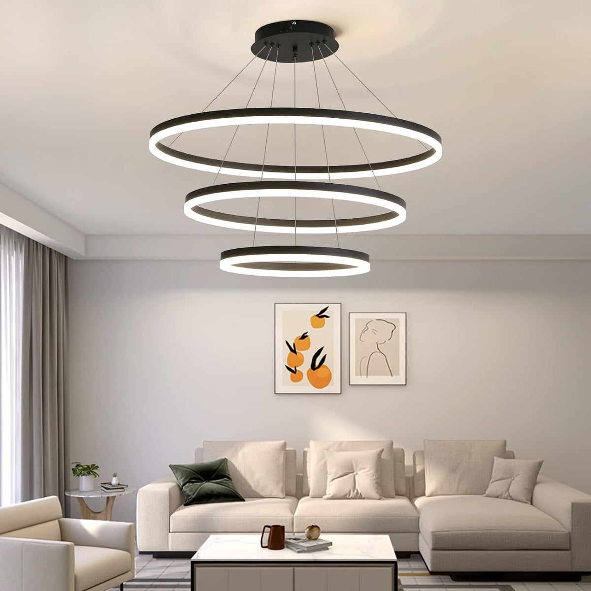 Modern Chandeliers for Living Room (Black / 30.3in)