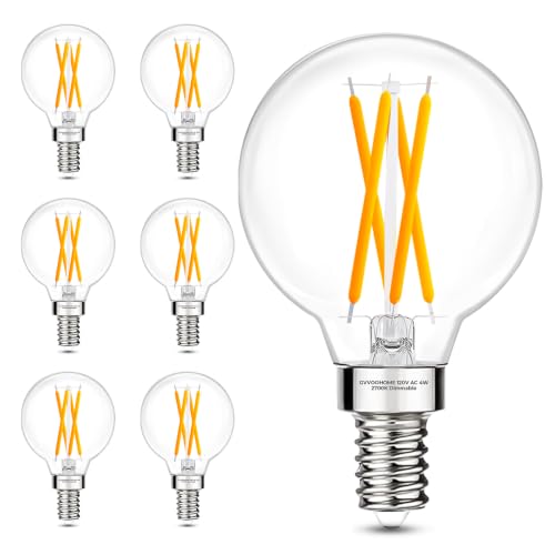 E12 Candelabra Base G16.5 Globe LED Bulb (6 Pack / 40w Warm White)