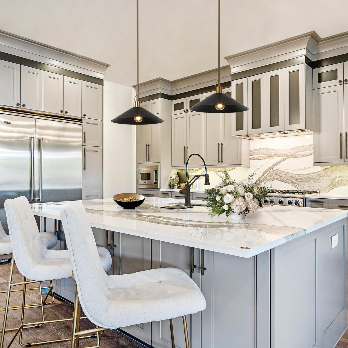 Pendant Lights Kitchen Island (13.8" D / Gold and Black)