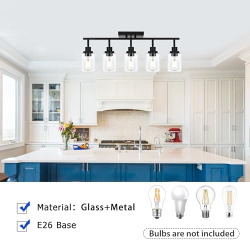 5 Light Track Lighting Kit Black Track Lighting Fixtures Bathroom Wall Sconces Ceiling Mount Kitchen Tracking Lights (Black / 5-Light)