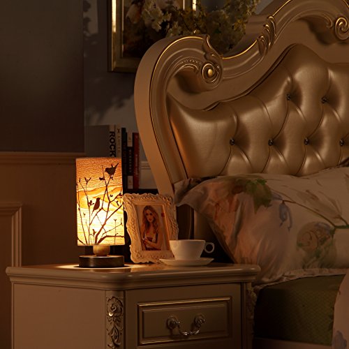L10272 Birds in Tree Wood Shade Night Light Table Lamp (Bronze)