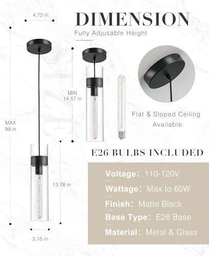 Black Pendant Lights Kitchen Island (Black / 1 Pack)