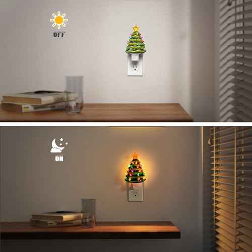 Christmas Tree Night Light (Christmas Tree and Stars-3000K / 2 Pack)