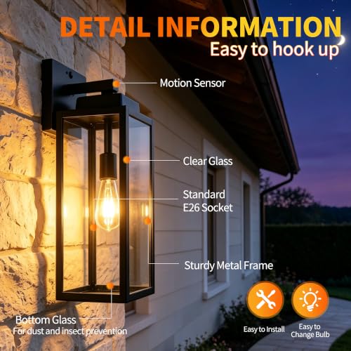 19 Inch Motion Sensor Dawn to Dusk Outdoor Sensor Light Fixture Waterproof Porch Lights Anti (19 Inch)