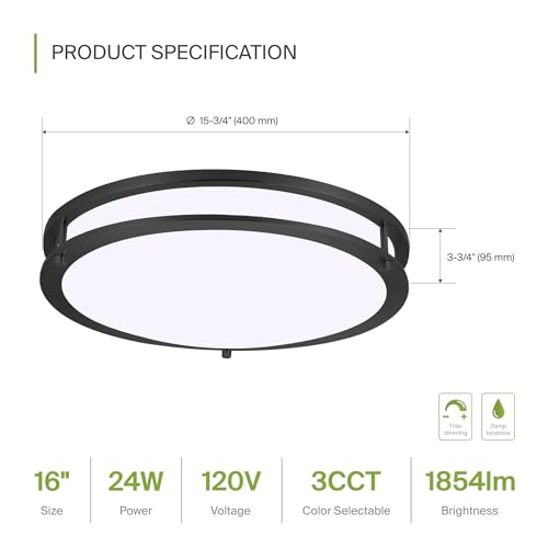 LED 16" Round Flush Mount Lighting (Oil-Rubbed Bronze)
