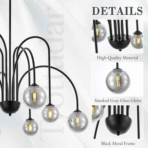 Modern Sputnik Chandelier 8 (Black Smoke Gray / 8-Light)