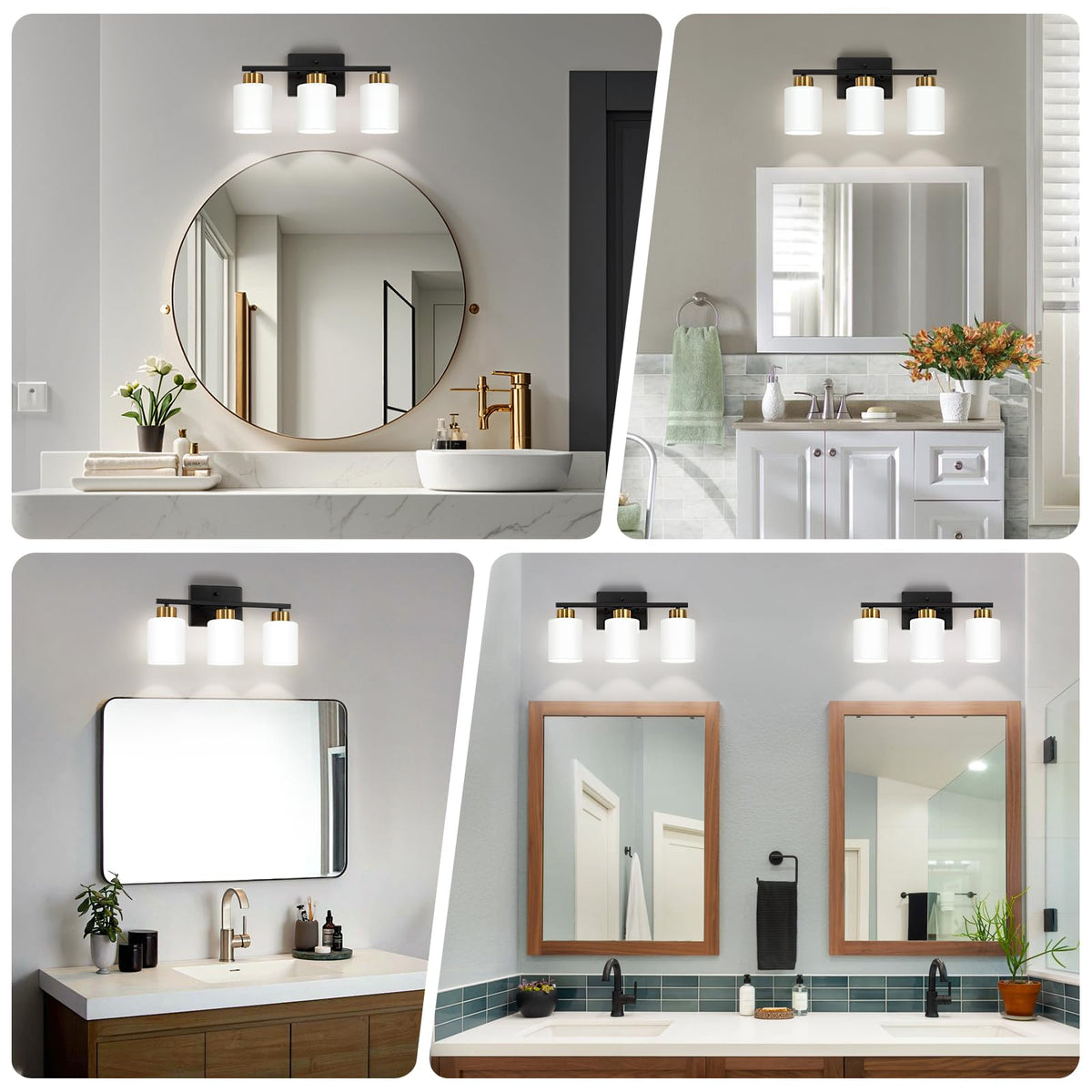 Black and Gold Bathroom Light Fixtures Vanity Lights Over Mirror (Black and Gold / 17.30 inch)