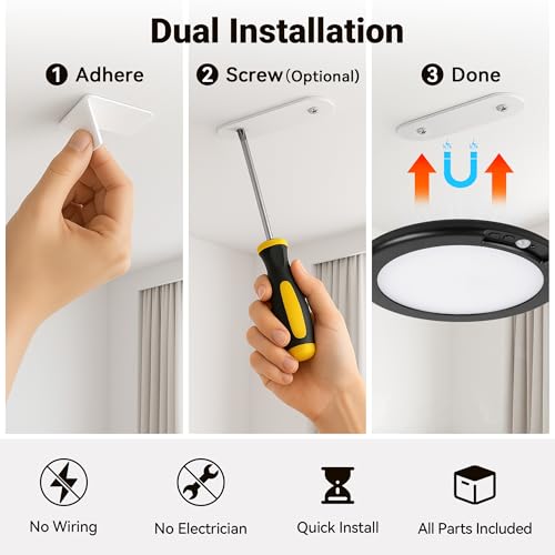 Black Wireless Rechargeable Ceiling Light (Black / 2 Packs)