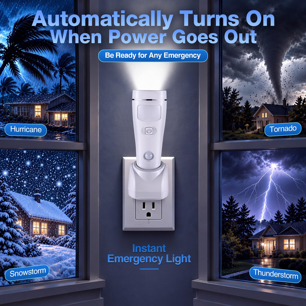 4 Pack 4 in 1 LED Emergency Lights for Home Power Failure (White)