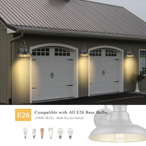 Dusk to Dawn Sensor Outdoor Barn Light Fixtures Outdoor Wall Sconces Farmhouse Wall Mount Lights Exterior Light Fixture Black Finish Industrial Wall Lantern for Porch (Black / 03-DDRZ004-4PACK(Dusk to Dawn))