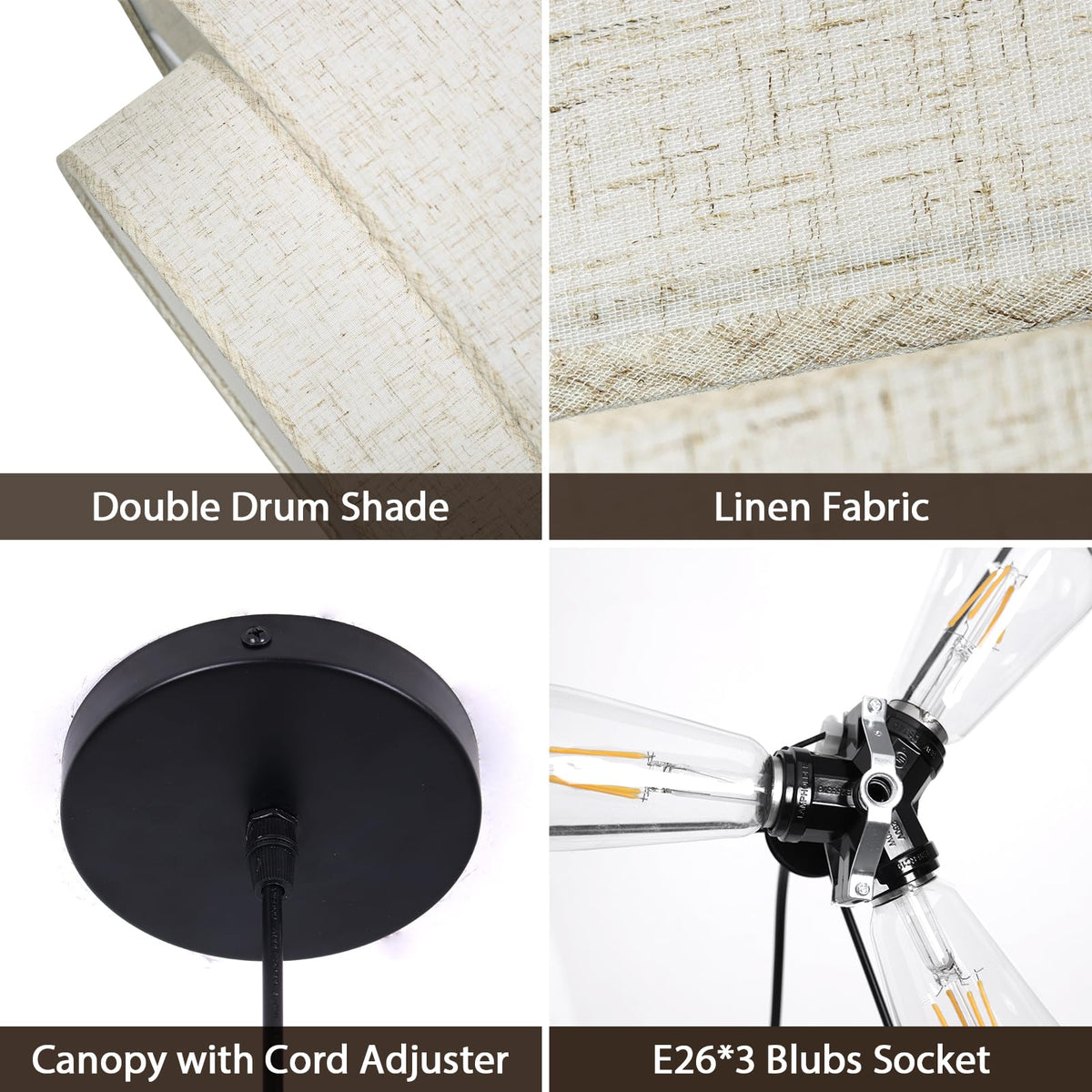 Drum Pendant Light (Hardwired / Beige)