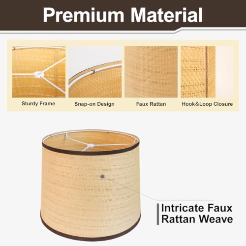 Drum Lamp Shades Set of 2 (Faux Rattan)