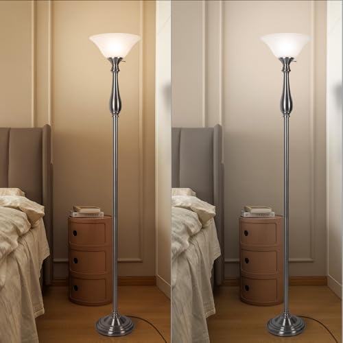 Torchiere Floor Lamp for Living Room (Gourd Lamp-Brushed Nickel)