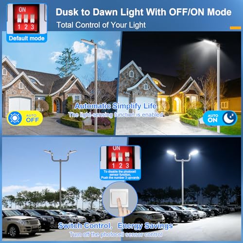 LED Parking Lot Lights with Detachable Power Driver & Photocell (240W/Pole Mount/1 Pack)