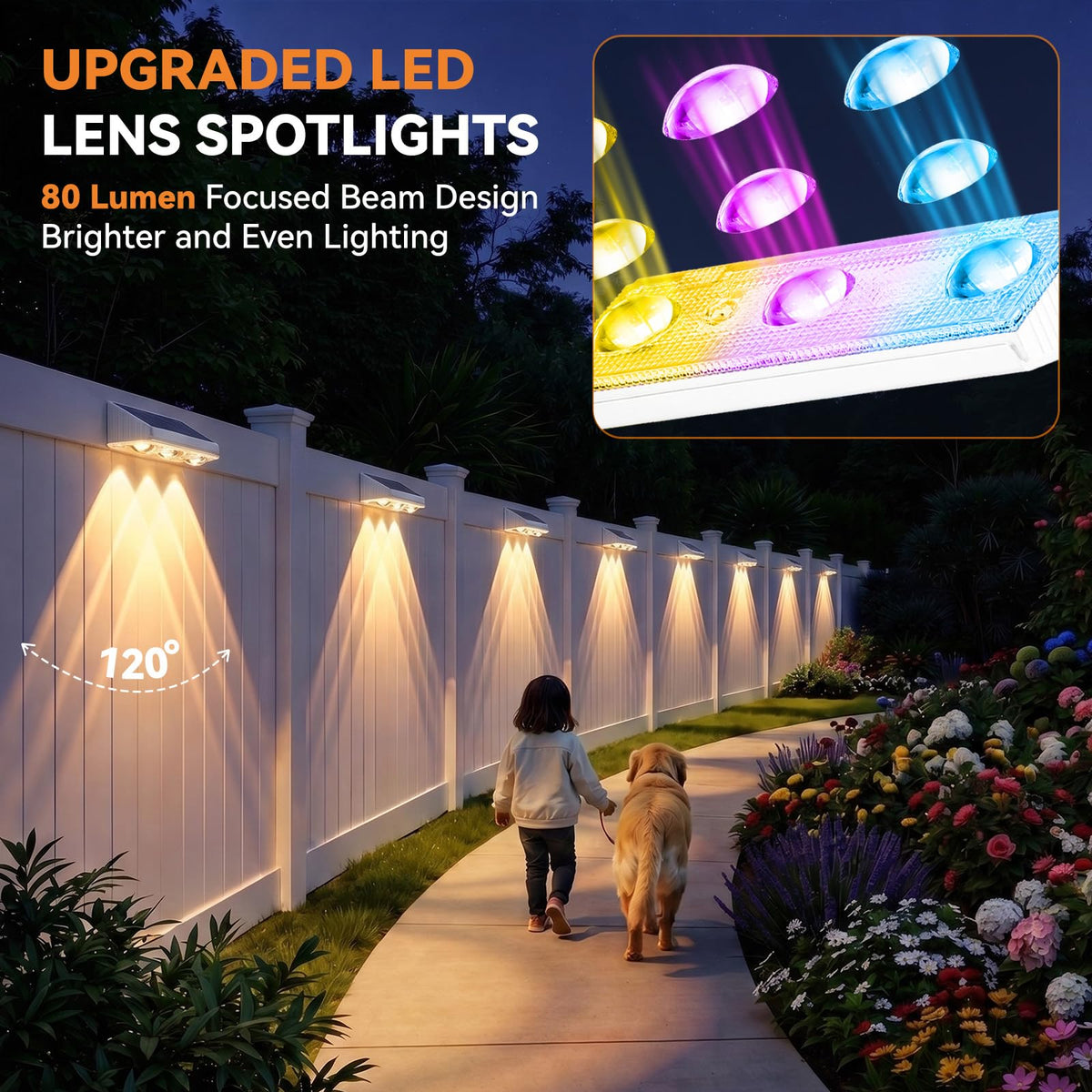 Solar Fence Lights Outdoor 10 Pack (White Shell)