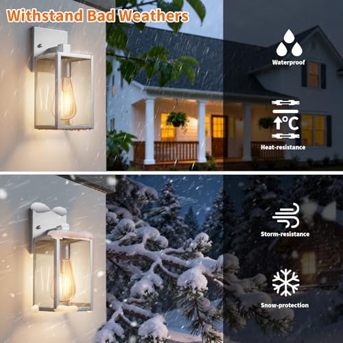 2 Pack Silver Outdoor Wall Sconce Lights Wall Mount (Silver / 10.24'')
