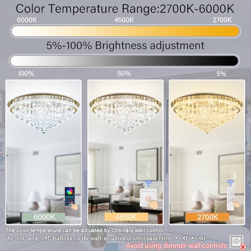 Dia 40" Modern Crystal Chandeliers for Living Room (Gold / Dia 40")