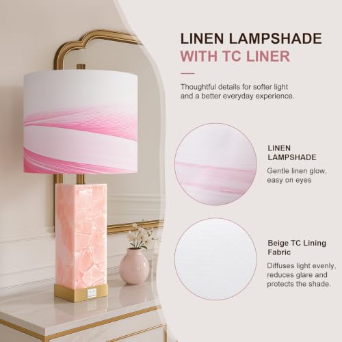 Alabaster Table lamp with USB Series