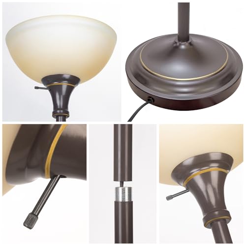 Floor Lamp Frosted White Glass Bowl Shade (Bowl Shade Lamp-Brown)