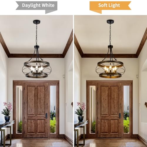 5 Light Farmhouse Chandelier (Bronze / 17.72"【E12】)