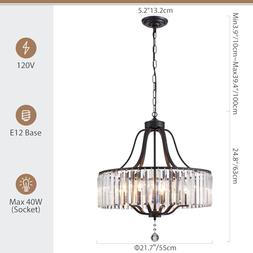 Modern Crystal Chandeliers Round 6 (168-Black)